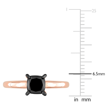 1 ct Black Diamond Solitaire Engagement Ring in 14K Rose Gold