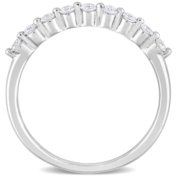1/3 CT TGW Lab Grown Diamond Semi-Eternity Ring in Platinum Plated
Sterling Silver