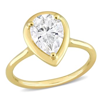 2 CT DEW Pear-Shaped Lab Created Moissanite Engagement Ring in 10K
Yellow Gold
