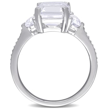 5 1/5 CTW White Topaz and Diamond Accent Ring in Sterling Silver