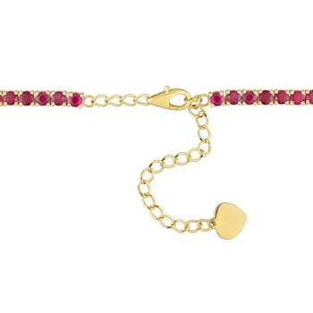 16 1/5 CT TGW Ruby Tennis Necklace in 14K Yellow Gold