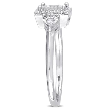 1/6 CT TW Diamond Halo Ring in Sterling Silver