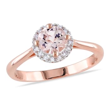 4/5 CTW Morganite and 1/10 CT TW Diamond Halo Ring in Rose Plated
Sterling Silver