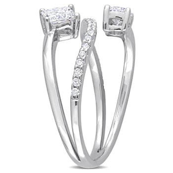 4/5 CT TGW Lab Grown Diamond 2-Stone Bypass Crossover Ring in 14K White Gold