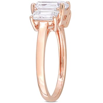 2-3/4 CT DEW Created Moissanite 3-Stone Engagement Ring in 10K Rose Gold