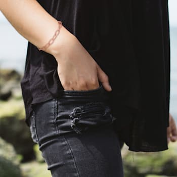 6.5MM Twisted Rolo Chain Bracelet in 18K Rose Gold Over Sterling Silver