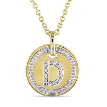 Diamond "D" Initial Pendant with Chain in 18K Yellow Gold Over
Sterling Silver