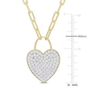 4 1/2 CT TGW Created White Sapphire Heart Pendant with Chain in Yellow
Plated Sterling Silver