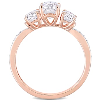 1-4/5 CT DEW Created Moissanite 3-Stone Engagement Ring in 10K Rose Gold