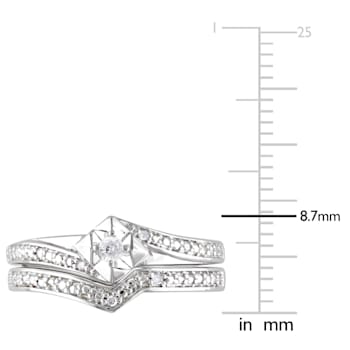 1/10 CT TW Diamond Chevron Bridal Set in Sterling Silver