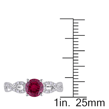 1 CT TGW Created Ruby and 1/10 CT TW Diamond Infinity Engagement Ring in
10K White Gold