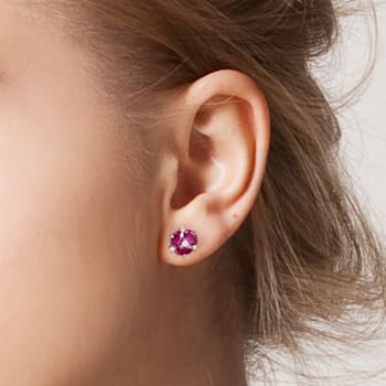 3 2/5 CT TGW Rhodolite and 1/4 CT TW Diamond Earrings in 14K Rose Gold