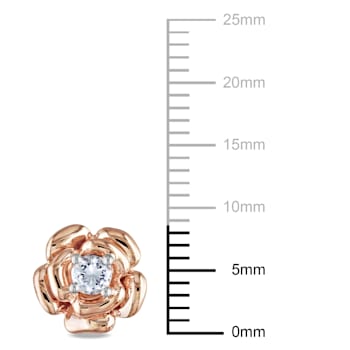 Created White Sapphire Flower Stud Earrings in Rose Plated Sterling Silver
