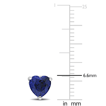 1 4/5 CT TGW Heart Shape Created Blue Sapphire Stud Earrings in Sterling Silver
