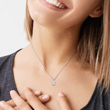 2 CT DEW Created Moissanite Solitaire Pendant with Chain in Sterling Silver