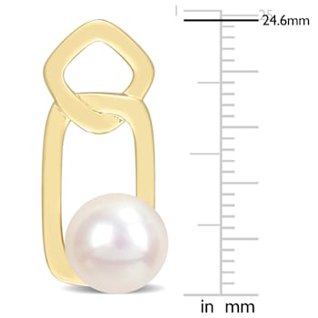 8.5-9MM Freshwater Cultured Pearl Geometric Earrings in Yellow Plated
Sterling Silver