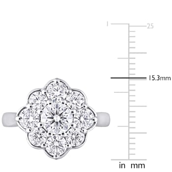 2-3/8 CT DEW Created Moissanite Floral Ring in 10K White Gold