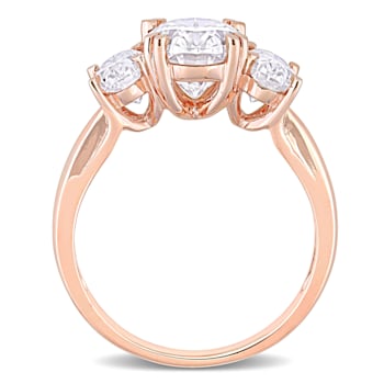 3 CT DEW Created Moissanite 3-Stone Engagement Ring in 10K Rose Gold