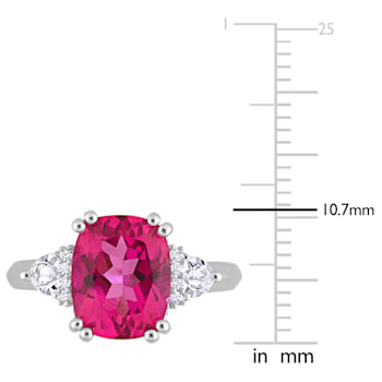 4 1/2 CT TGW Pink Topaz, White Topaz and Diamond Accent 3-Stone Ring in
Sterling Silver
