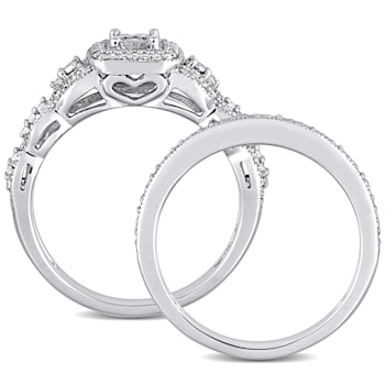 1/3 CT TW Diamond Vintage Bridal Set in Sterling Silver