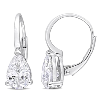 2 3/4 CT TGW Created Moissanite Teardrop Earrings in Sterling Silver