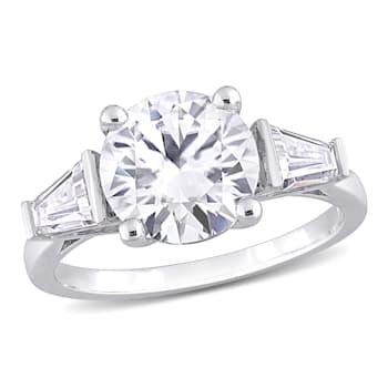 3 CT TGW Created Moissanite 3-Stone Ring in Sterling Silver