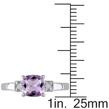 4/5 CT TGW Amethyst and Diamond Accent Ring in Sterling Silver