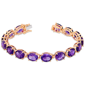36 CT TGW Oval-Cut Africa-Amethyst Tennis Bracelet in Rose Gold Plated
Sterling Silver