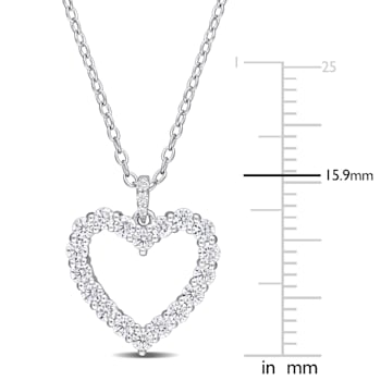 3/5 CT DEW Created Moissanite Open Heart Pendant with Chain in Sterling Silver
