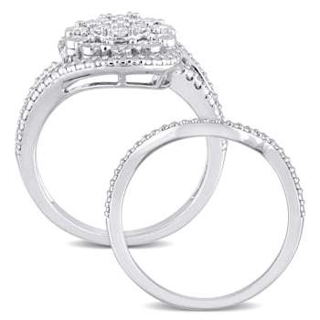 1/4 CT TW Diamond Vintage Bridal Set in Sterling Silver