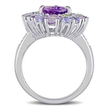 4 1/2 CT TGW Multi-Gemstones and Diamond Accent Cocktail Ring in
Sterling Silver