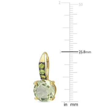 12-3/8ctw Green Quartz and Peridot Drop Earrings in Yellow Sterling
Silver with Black Rhodium