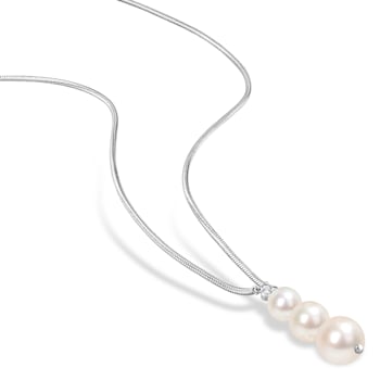 6-8.5MM Freshwater Cultured Pearl and 1/10 CT TGW Topaz Pendant with
Chain in Sterling Silver