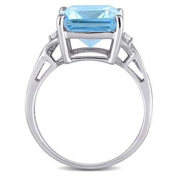 7 1/2 CT TGW Sky Blue and White Topaz Cocktail Ring in Sterling Silver