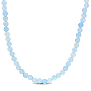16 1/2 CT TGW Aquamarine Beaded Necklace with Sterling Silver Clasp