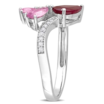 2 1/5 CT TGW Ruby, Pink Sapphire and 1/10 CT TW Diamond Ring in 14K
White Gold