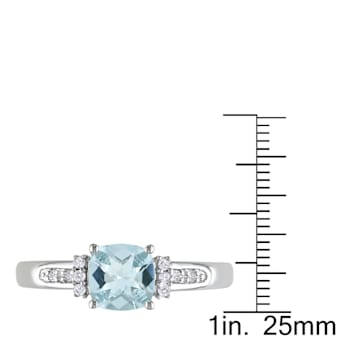 4/5 CT TGW Aquamarine and Diamond Accent Ring in Sterling Silver