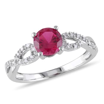 1 CT TGW Created Ruby and 1/10 CT TW Diamond Infinity Engagement Ring in
10K White Gold
