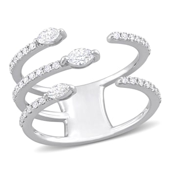 1/5 CT TW Diamond Coil Ring in 14K White Gold