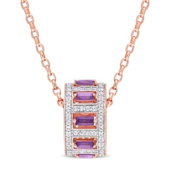 2 1/7 CT TGW Amethyst and White Topaz Pendant with Chain in Rose Plated
Sterling Silver