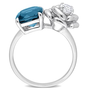 2 7/8 CT TGW London Blue and White Topaz 2-Stone Ring in Sterling Silver