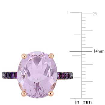 7 7/8 CT TGW Amethyst & Rose de France Ring in 18K Rose Gold Over
Sterling Silver with Black Rhodium