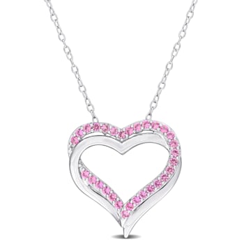 1/2 CT TGW Created Pink Sapphire Pendant with Chain in Sterling Silver