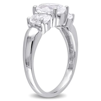 3 1/2 CT TGW Created White Sapphire 3-Stone Ring in Sterling Silver