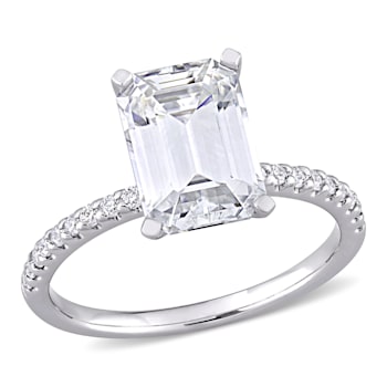 3-1/5 CT DEW Created Moissanite Engagement Ring in 10K White Gold