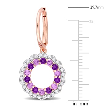 1 2/5 CT TGW Multi Gemstone Open Circle Drop Earrings in 18K Rose Gold
Over Sterling Silver