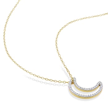 1/5ctw Diamond Moon Pendant with Chain in 18K Yellow Gold Over Sterling Silver