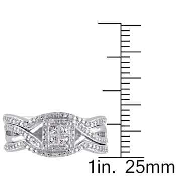 1/3 CT TW Princess Cut Diamond Quad Infinity Bridal Set in Sterling Silver