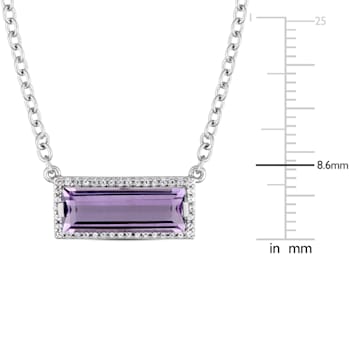 2 3/8 CT TGW Amethyst and White Sapphire Halo Necklace in Sterling Silver