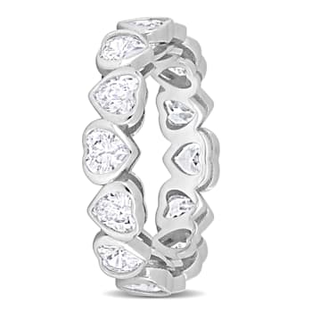 4 CT TGW Cubic Zirconia Heart Eternity Ring in Sterling Silver